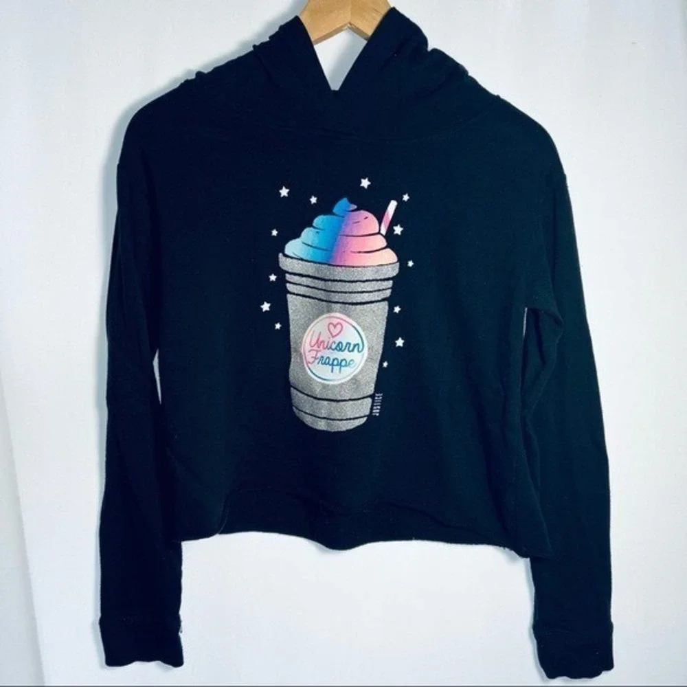 JUSTICE Unicorn Latte Cropped Girls Hoodie Size 14/16‎